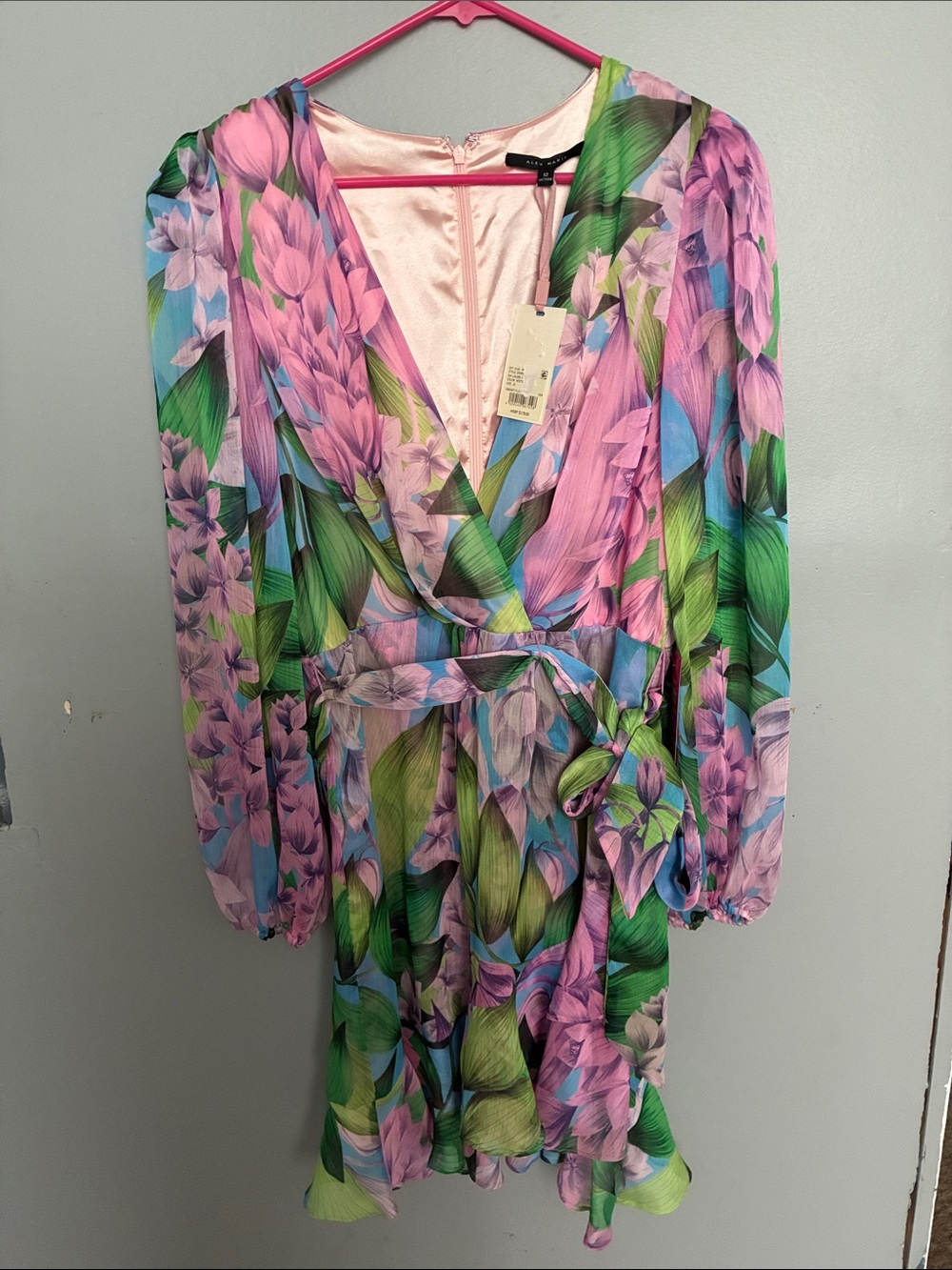 Alex Marie Pink, Green & Blue Floral Wrap Dress